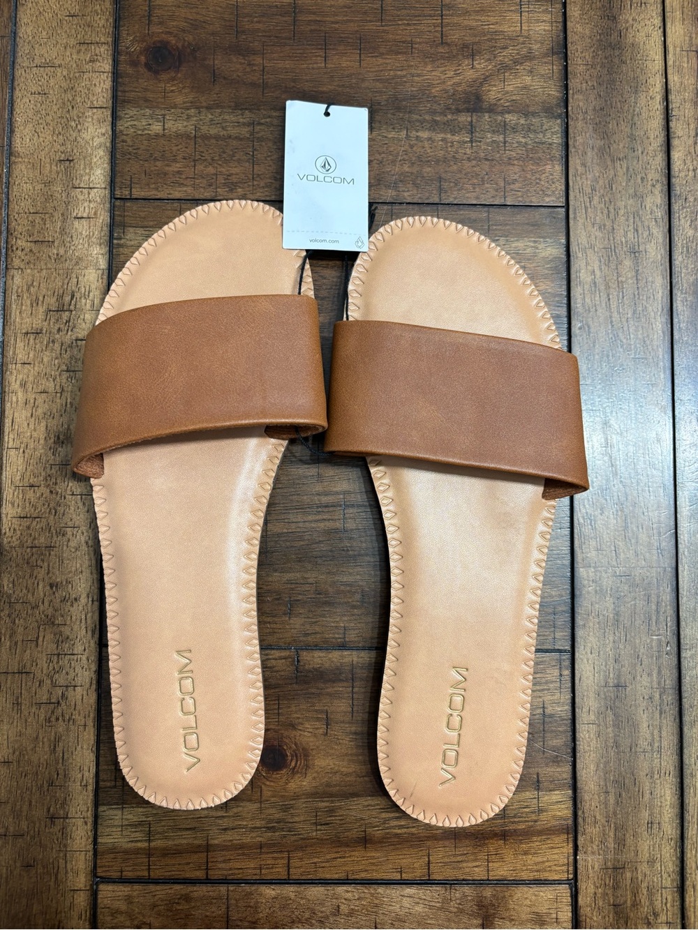 Volcom Women's Brown Leather Slide Sandals